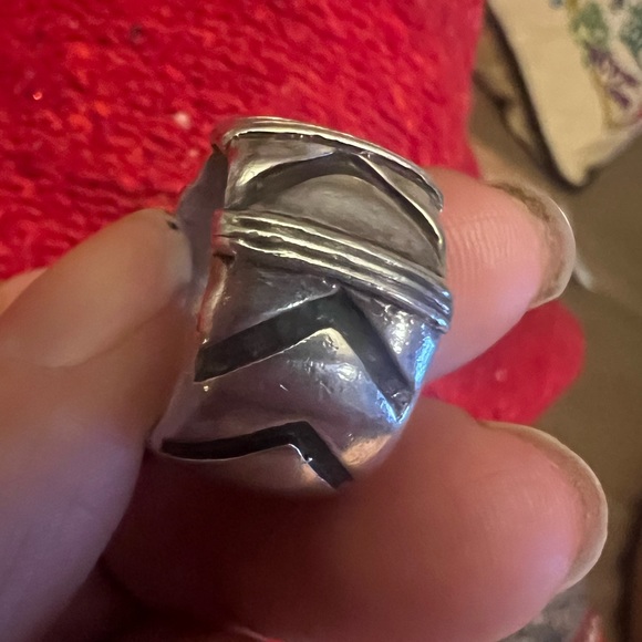 Sterling silver wide band ring. Size 7. - Picture 5 of 7
